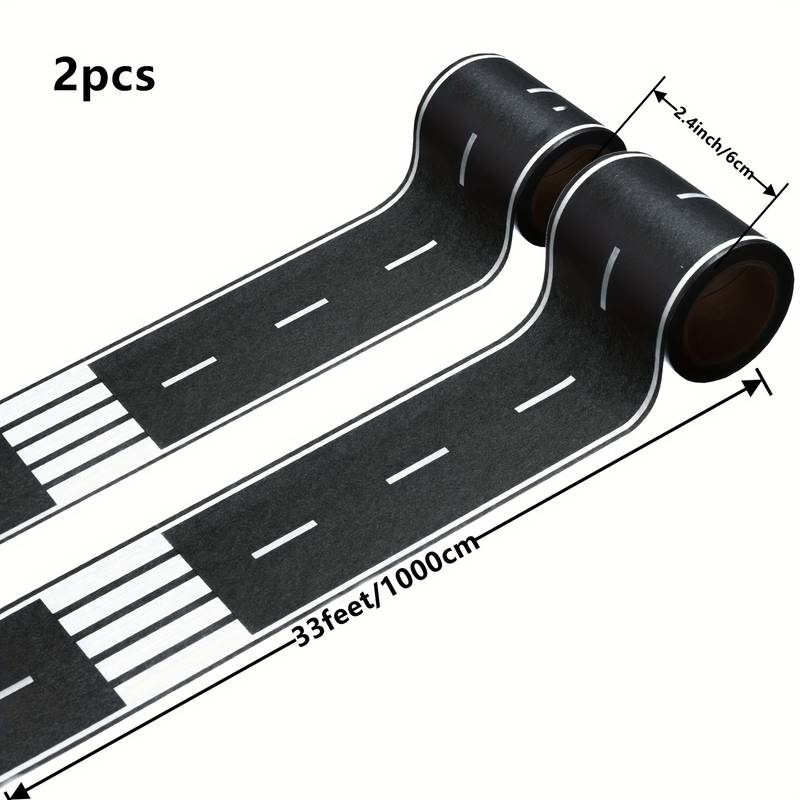 2 Rolls 393.7inch Long 2.36inch Wide, Black Road Track Tape, Road Tape For  Kids Birthday Party, Racing Party Decoration